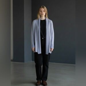 Eileen Fisher Light Lavender Angora Blend Knit Open Front Cardigan Size XL